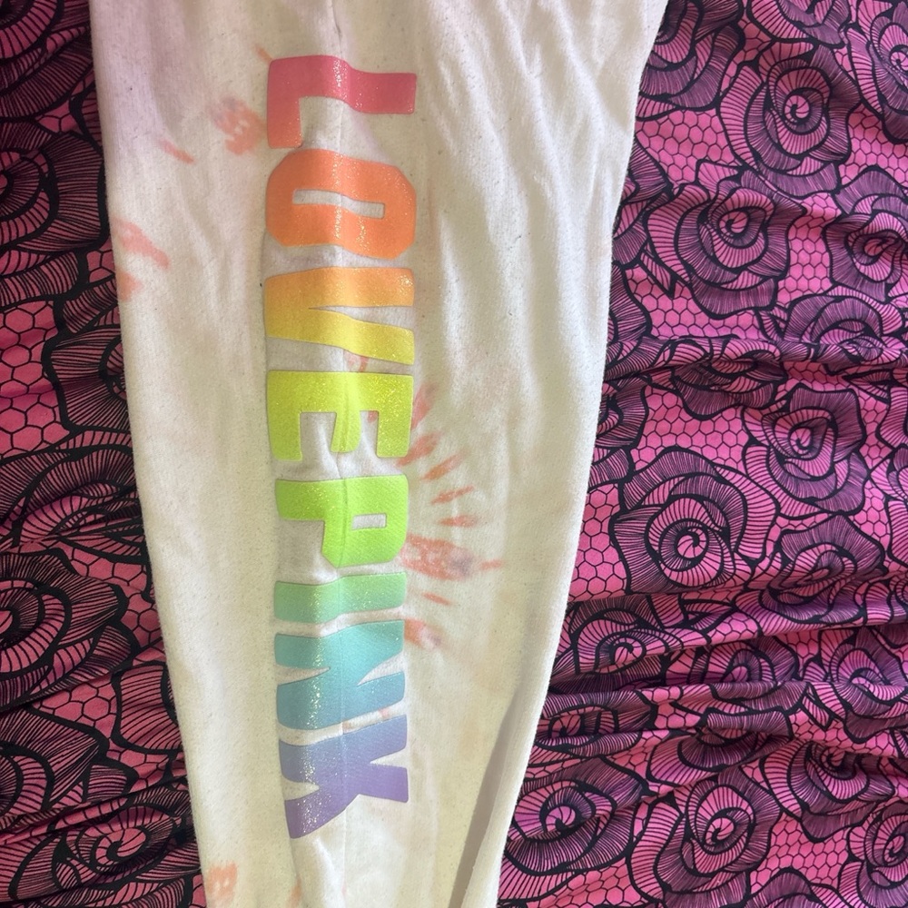 Victoria's Secret White LOVE PINK Joggers